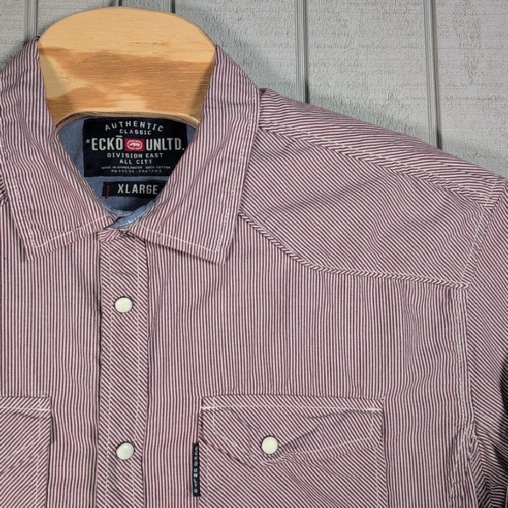 VTG Ecko Unltd Dress Shirt Men's XL Red White Pearl Snap L/S Western RN#93526 - Picture 8 of 8